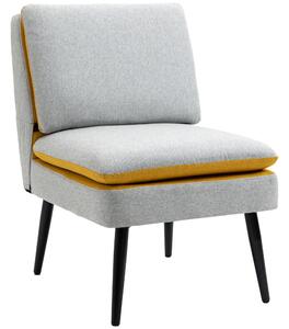 Poltroncina Imbottita 58x75x85 cm in Tessuto Grigio e Giallo