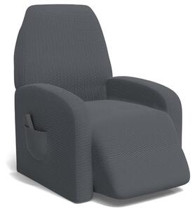 Copripoltrona Reclinabile Elasticizzato Taglia Unica con Tasca Laterale Grigio Scuro