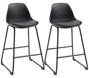 Set 2 Sgabelli con Schienale 43x43x97,5 cm Seduta Imbottita in Similpelle Nero