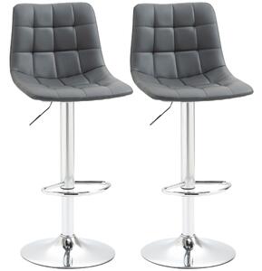 Set 2 Sgabelli con Schienale 42x45x89-110 cm in Similpelle Grigio