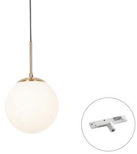 Lampada a sospensione Art Déco oro con vetro opale con adattatore per binario bianco monofase - Slimline Flore