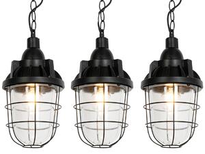 Set di 3 lampade a sospensione industriali nere - Cabin