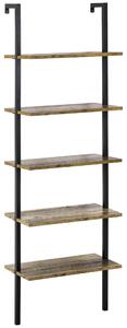 Libreria a Scala 60x30x184,5 cm 5 Ripiani in Legno e Metallo Marrone