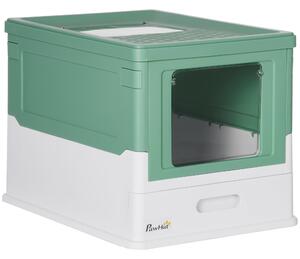 Lettiera Coperta per Gatti 47,5x35,5x36,7 cm con Vassoio Estraibile Verde