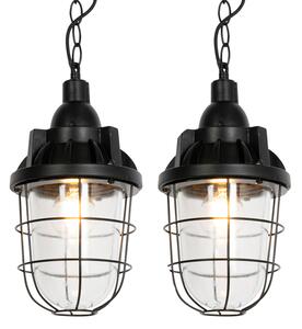 Set di 2 lampade a sospensione industriali nere - Cabin