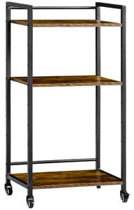 Carrello Portaoggetti 3 Ripiani 50x35x100,5 cm con Ruote in Acciaio e Truciolato Marrone