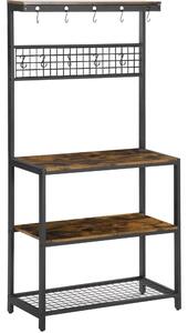 Mobile Cucina 4 Livelli 84,4x40x170 cm con Griglia e Ganci in Acciaio e Truciolato
