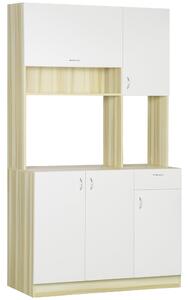 Mobile Buffet per Cucina 102x48x180 cm in Truciolato Bianco e Legno
