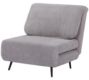 Poltrona Letto Singolo Trasformabile 82x89x83 cm in Legno e Acciaio Tessuto Velluto a Coste Grigio