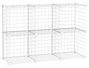 Scarpiera Modulare 94x32x94 cm 6 Cubi in Plastica e Acciaio Bianco