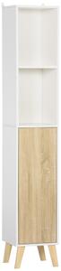 Mobile a Colonna per Bagno 31x30x177 cm 1 Amta 2 Mensole Bianco e Legno
