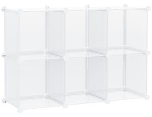 Scarpiera Modulare 94,5x32x162 cm 6 Cubi in Plastica e Acciaio Trasparente