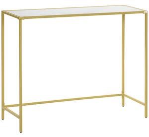 Consolle da Ingresso 100x35,5x80 cm in Acciaio e Vetro Bianco e Oro