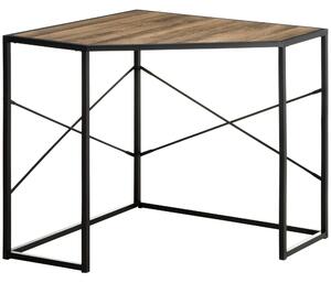 Scrivania Angolare 80x80x77,5 cm in Acciaio e Truciolato Nera e Marrone