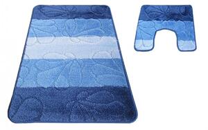 Tappetini da bagno blu con motivo floreale 50 cm x 80 cm + 40 cm x 50 cm