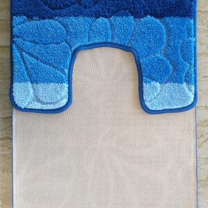 Tappetini da bagno blu con motivo floreale 50 cm x 80 cm + 40 cm x 50 cm