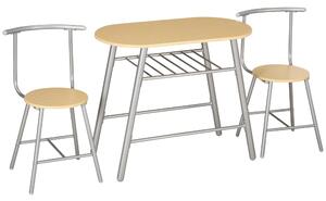 Set Tavolo e 2 Sedie da Giardino in MDF e Acciaio Argento