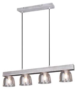 Lampada a Sospensione da Interno E14 in Legno naturale Grigio