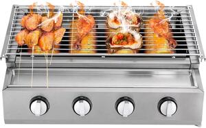Griglia a gas - Griglia da tavolo - Cucina all'aperto - Acciaio inossidabile - 558 x 232 cm - Argento