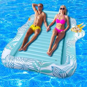 Materassino gonfiabile - Tappetino galleggiante - Ideale per prendere il sole in acqua - Con poggiatesta - 210x150 cm - Verde