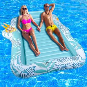 Materassino gonfiabile - Tappetino galleggiante - Ideale per prendere il sole in acqua - Con poggiatesta - 210x150 cm - Verde