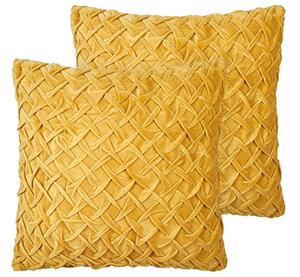 Set di 2 cuscini decorativi in velluto giallo 45 x 45 cm Cuscino moderno tradizionale per soggiorno e camera da letto Beliani