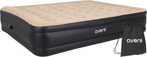 Letto gonfiabile - Letto ad aria - Per un riposo confortevole - Pompa integrata - 203x157x47 cm - Beige e nero