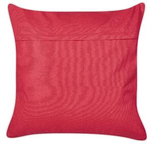 Cuscino in velluto di cotone rosso fatto a mano con ricamo di scrittura quadrato 45 x 45 cm sfoderabile con imbottitura Beliani