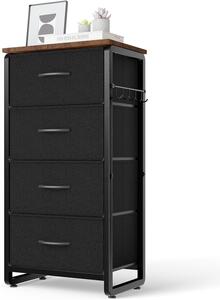 Mobiletto contenitore con cassetti - Comodino compatto - Organizzazione del soggiorno - Struttura in metallo robusta - Altezza 82 cm - Colore nero