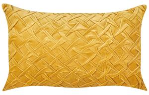 Cuscino decorativo moderno tradizionale in velluto di cotone giallo 30 x 50 cm soggiorno camera da letto Beliani