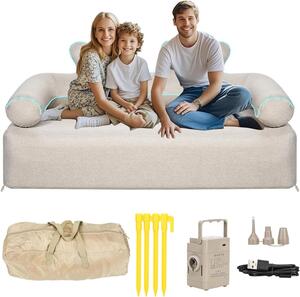 Divano gonfiabile a due posti - Ideale per l'arredamento da esterno - Dotato di pompa integrata - Dimensioni: 180 x 86 cm - Colore: kaki