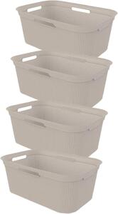 Set di cesti per la biancheria - Cesti in lino - Per il lavaggio dei vestiti - Con fori di ventilazione - Capacità: 40 litri - Colore: beige