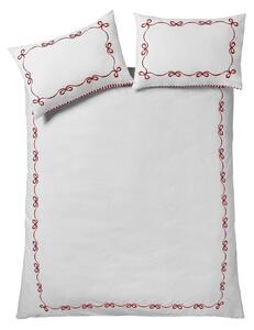 Set copripiumino e federa rosso/bianco per letto singolo 135x200 cm Bow Embroidery – Catherine Lansfield