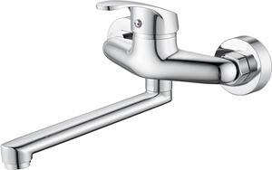 Rubinetto da cucina, montaggio a parete - Miscelatore per cucina - Acqua calda e fredda - Girevole a 360 gradi - Attacco tubo da 230 mm - Cromato
