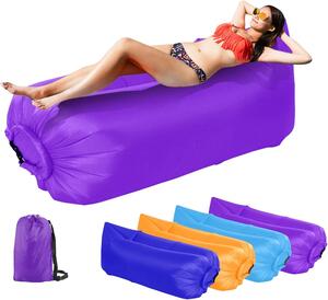 Divano gonfiabile ad aria - Sedia gonfiabile relax - Ideale per il relax all'aperto - Poggiatesta ergonomico - 235 x 72 cm - Viola