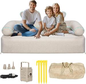 Divano gonfiabile a due posti - Ideale per l'arredamento da esterno - Dotato di pompa integrata - Dimensioni: 180 x 86 cm - Colore: kaki