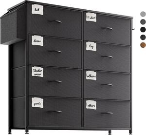 Cassettiera in tessuto - Mobile contenitore - Organizzazione degli spazi - 8 cassetti grandi - Larghezza 45 cm - Grigio antracite