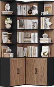 Libreria Hoek - Mobile a forma di L - Ottimizzazione dello spazio - 12 vani con ante - Altezza 187 cm - Noce nero
