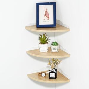 Set di mensole angolari - Mensole da parete angolari - Per esporre decorazioni - Con foro per cavi - Set da 3 pezzi - Bianco