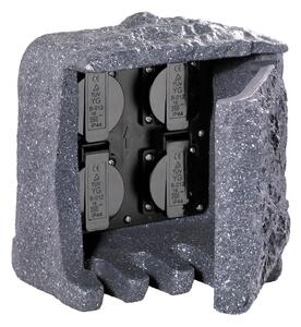 Torretta 4 Spine Shuko da Esterno IP44 in Poliestere Grigio