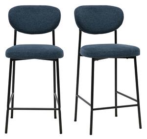 Sgabelli da bar fissi in tessuto effetto velluto testurizzato blu scuro H65 cm (lotto di 2) BREKA
