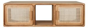 Mobile da bagno sospeso in legno massello di teak e intreccio in rattan L120 cm BALIA