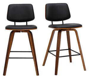 Sgabelli da bar neri e legno scuro H66 cm (lotto di 2) SEGUR