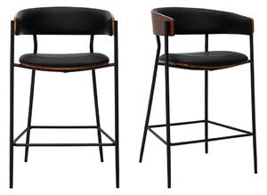 Sgabelli da bar di design neri e legno scuro noce H66.5 cm (lotto di 2) DANTE