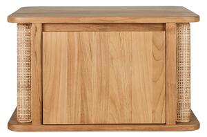 Mobile da bagno sospeso in legno massello di teak e intreccio in rattan L60 cm SOLEA