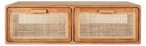 Mobile da bagno sospeso in legno massello di teak e intreccio in rattan L120 cm BALIA