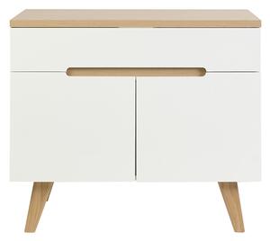 Mobile da bagno bianco laccato lucido e legno chiaro L90 cm MELKA