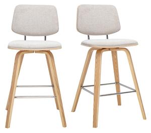 Sgabelli da bar in tessuto effetto velluto testurizzato beige e legno chiaro H66 cm (lotto di 2) SEGUR