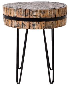 Tavolino da caffè in legno chiaro Teak in acciaio con gambe a forcella Tavolino in stile rustico Beliani