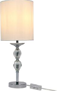 Lampada da tavolo Relaxdays, base in vetro, paralume in tessuto, E27, A x P: 50 x 18,5 cm, design cristallo, lampada da tavolo con cavo, bianco/argento